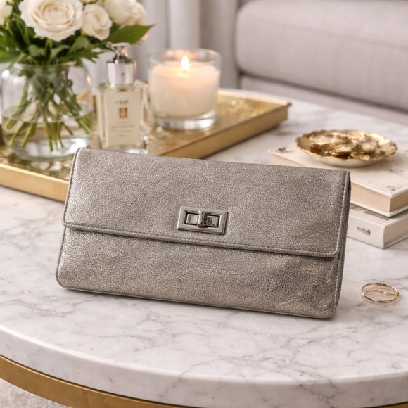 Handbags - Soft Gray Micro Suede Envelope Clutch | Minimalist Evening Neutral